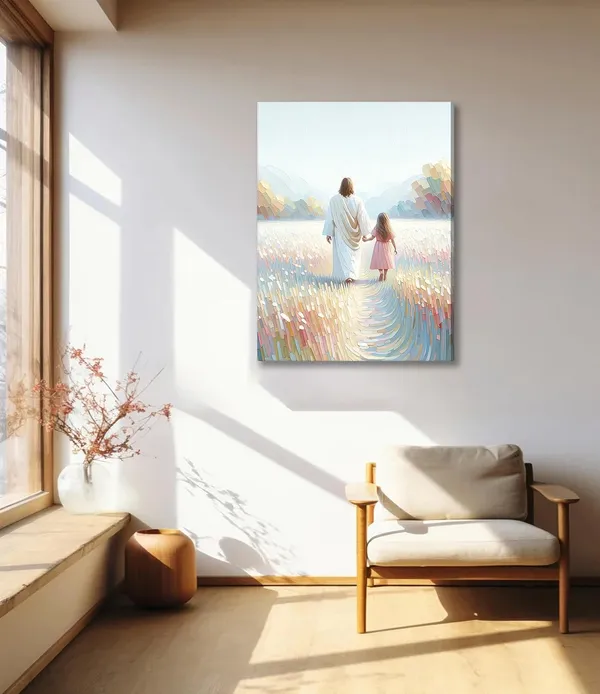 Multicolor_Jesus_Canvas_Wall_Art_Girl_Walking_with_Jesus_Painting_Pictures_Wall_Decor_Christian_Spiritual_Religious_Gift_Posters_Prints_|_For_Prayer_Room_Living_Room_Women_Gift_Scene_Home_Decoration_(Canvas,