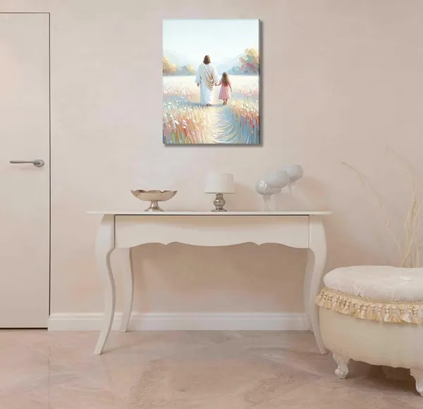 Multicolor_Jesus_Canvas_Wall_Art_Girl_Walking_with_Jesus_Painting_Pictures_Wall_Decor_Christian_Spiritual_Religious_Gift_Posters_Prints_|_For_Prayer_Room_Living_Room_Women_Gift_Scene_Home_Decoration_(Canvas,