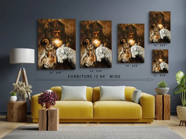 Multicolor_Christian_Jesus_Lion_Canvas_Wall_Art_Lion_King_Jesus_And_Lamb_Wall_Decor_Jesus_Artwork_Posters_|_For_Room_Ready_To_Hang