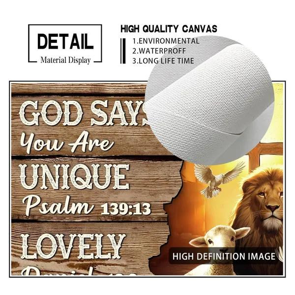 Multicolor_Christian_Lion_Wall_Art_Lion_Of_Judah_Lamb_Cross_Canvas_Wall_Decor_Religious_Inspirational_Quotes_God_Says_You_Are_Pictures_Prints_Framed_Modern_Artwork_|_For_Home_Living_Room_Bedroom_Bathroom_12"X16"