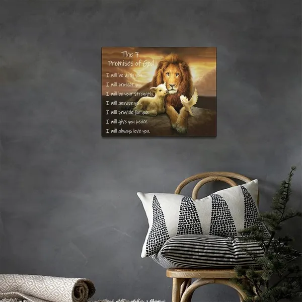 Multicolor_Lion_of_Judah_Wall_Art_Christian_Religious_Wall_D??or_Lion_Lamb_and_Dove_Canvas_Prints_Painting_the_7_Promises_of_God_Motivational_Pictures_Framed_Artwork_|_For_Church_Living_Room_Bedroom_16"x12"