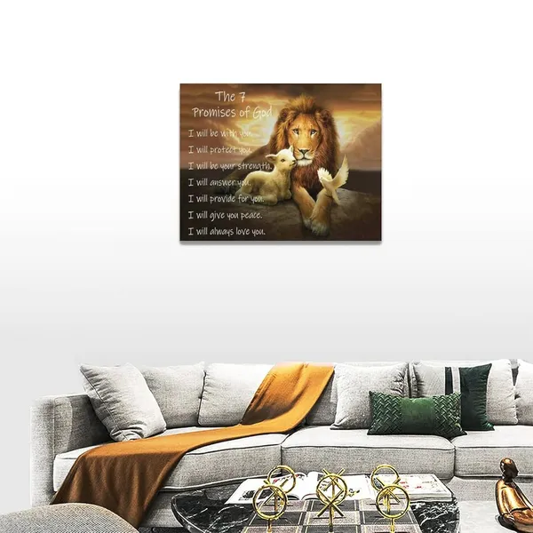 Multicolor_Lion_of_Judah_Wall_Art_Christian_Religious_Wall_D??or_Lion_Lamb_and_Dove_Canvas_Prints_Painting_the_7_Promises_of_God_Motivational_Pictures_Framed_Artwork_|_For_Church_Living_Room_Bedroom_16"x12"