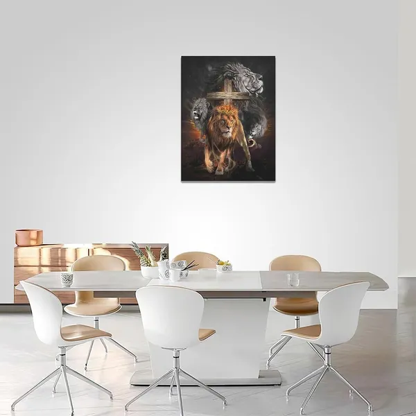 Multicolor_Lion_Cross_Canvas_Wall_Art_Christian_Cross_Lion_Wall_Decor_Jesus_Lion_of_Judah_Pictures_Prints_Scripture_Gifts_Home_Framed_Artwork_|_For_Living_Room_Bedroom_Bathroom_12"x16"
