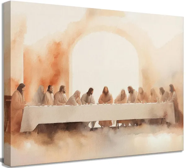 Multicolor_Framed_The_Last_Supper_Canvas_Wall_Art_Painting_Bible_Story_Christian_Jesus_and_Twelve_Apostles_Painting_Picture_Wall_Decor_Poster_Print_Artwork_|_For_Office_Church_bedroom_Home_Decoration