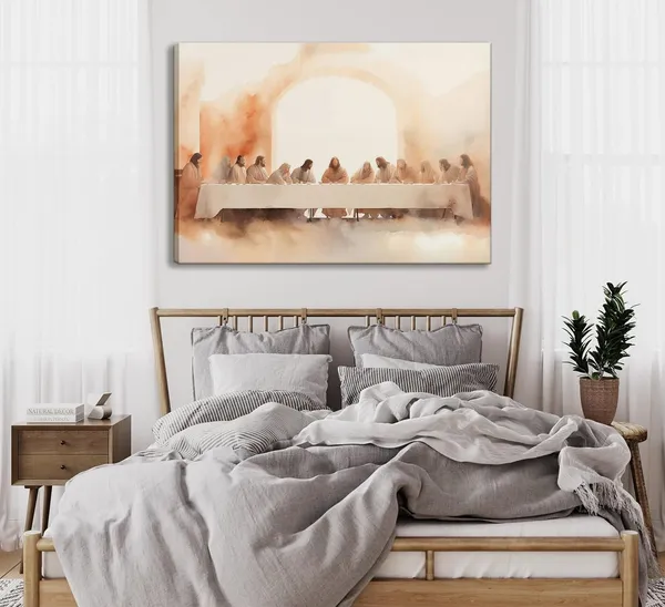 Multicolor_Framed_The_Last_Supper_Canvas_Wall_Art_Painting_Bible_Story_Christian_Jesus_and_Twelve_Apostles_Painting_Picture_Wall_Decor_Poster_Print_Artwork_|_For_Office_Church_bedroom_Home_Decoration
