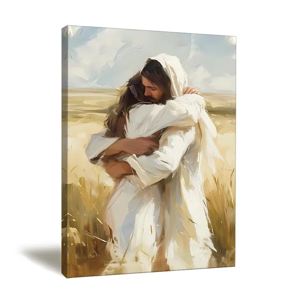 Multicolor_Jesus_Running_After_Lost_Lamb_Christian_Painting_Canvas_Wall_Art_Jesus_and_Lamb_Religious_Inspirational_Home_Decor_|_For_Living_Room_Bedroom_Office_Church_(1,_Hug,_16_x_24_Inches)