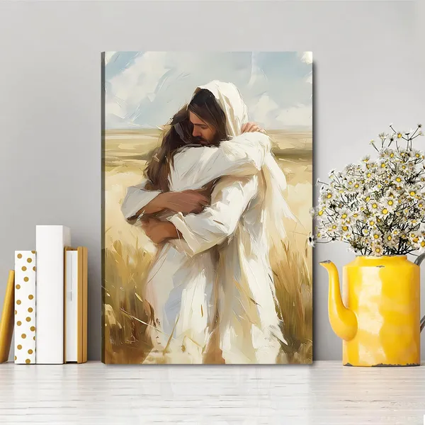 Multicolor_Jesus_Running_After_Lost_Lamb_Christian_Painting_Canvas_Wall_Art_Jesus_and_Lamb_Religious_Inspirational_Home_Decor_|_For_Living_Room_Bedroom_Office_Church_(1,_Hug,_16_x_24_Inches)