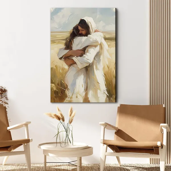 Multicolor_Jesus_Running_After_Lost_Lamb_Christian_Painting_Canvas_Wall_Art_Jesus_and_Lamb_Religious_Inspirational_Home_Decor_|_For_Living_Room_Bedroom_Office_Church_(1,_Hug,_16_x_24_Inches)
