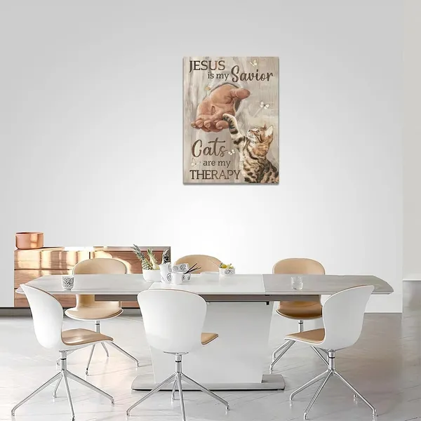 Multicolor_Rustic_Christian_Wall_Art_Hand_Of_God_Cute_Cat_Pictures_Wall_Decor_Religious_Canvas_Prints_Framed_Modern_Jesus_Butterfly_Painting_Artwork_|_For_Church_Bathroom_Kitchen_Living_Room_Office_12"x16"