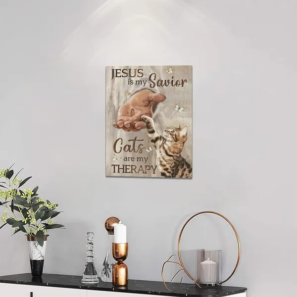 Multicolor_Rustic_Christian_Wall_Art_Hand_Of_God_Cute_Cat_Pictures_Wall_Decor_Religious_Canvas_Prints_Framed_Modern_Jesus_Butterfly_Painting_Artwork_|_For_Church_Bathroom_Kitchen_Living_Room_Office_12"x16"