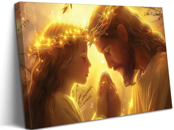 Multicolor_Jesus_and_Girl_Praying_Canvas_Wall_Art_Jesus_With_Children_Painting_Picture_Wall_Decor_Christian_Bible_Story_Poster_Print_Artwork_|_For_Praying_Room_Bedroom_Church_Home_Decoration_Christian