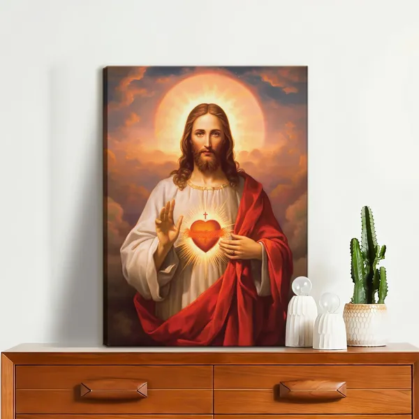 Multicolor_Framed_Sacred_Heart_of_Jesus_Picture_Wall_Art_Divine_Mercy_Picture_Canvas_Wall_Decor_Christ_Jesus_Portrait_Poster_Prints_Christian_Religious_Artwork_|_For_Living_Room_Bedroom(16x24inch)