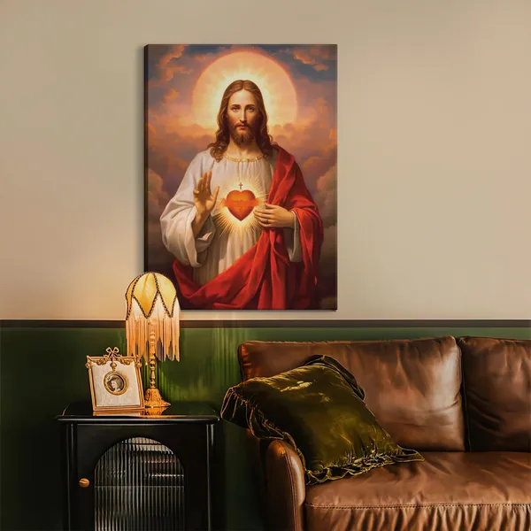Multicolor_Framed_Sacred_Heart_of_Jesus_Picture_Wall_Art_Divine_Mercy_Picture_Canvas_Wall_Decor_Christ_Jesus_Portrait_Poster_Prints_Christian_Religious_Artwork_|_For_Living_Room_Bedroom(16x24inch)