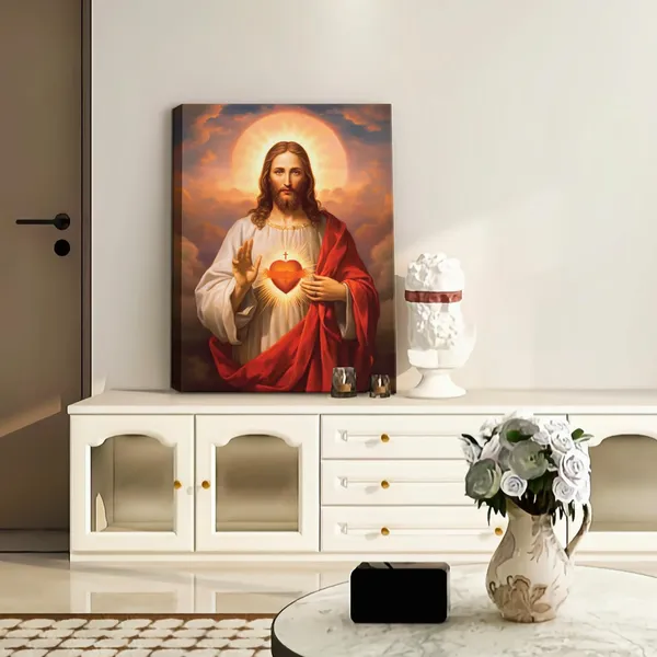 Multicolor_Framed_Sacred_Heart_of_Jesus_Picture_Wall_Art_Divine_Mercy_Picture_Canvas_Wall_Decor_Christ_Jesus_Portrait_Poster_Prints_Christian_Religious_Artwork_|_For_Living_Room_Bedroom(16x24inch)