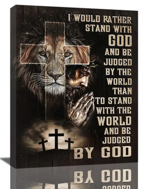 Multicolor_Tourrest_Jesus_Lion_Wall_Art_Lion_of_Judah_Pictures_Poster_Scripture_Bible_Verse_Wall_Decor_Christian_Religious_Canvas_Prints_Framed_Artwork_|_For_Bedroom_Living_Room_Church_12"x16"