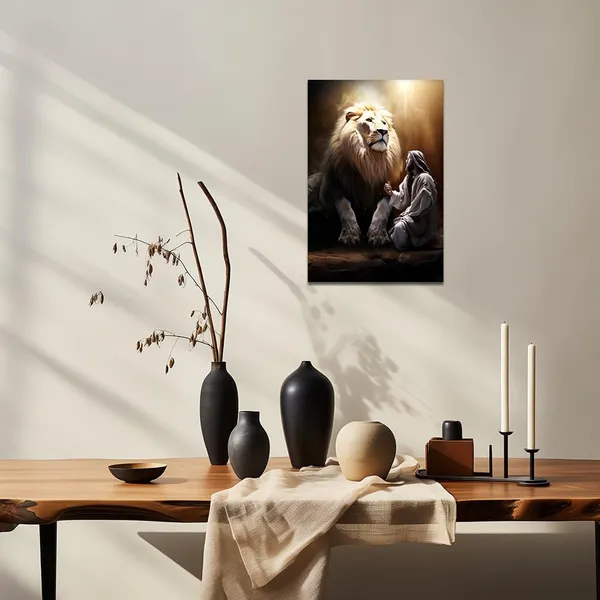 Multicolor_Jesus_Canvas_Wall_Art_Jesus_and_Lion_Paintings_Prints_Christian_Spiritual_Decor_Artwork_Church_Wall_Decor_Framed(Jesus_C,12.00"_x_18.00")