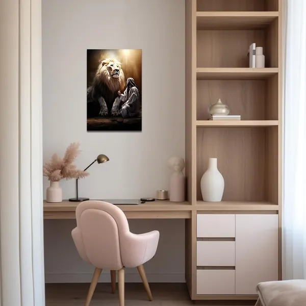 Multicolor_Jesus_Canvas_Wall_Art_Jesus_and_Lion_Paintings_Prints_Christian_Spiritual_Decor_Artwork_Church_Wall_Decor_Framed(Jesus_C,12.00"_x_18.00")