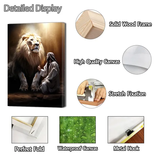 Multicolor_Jesus_Canvas_Wall_Art_Jesus_and_Lion_Paintings_Prints_Christian_Spiritual_Decor_Artwork_Church_Wall_Decor_Framed(Jesus_C,12.00"_x_18.00")