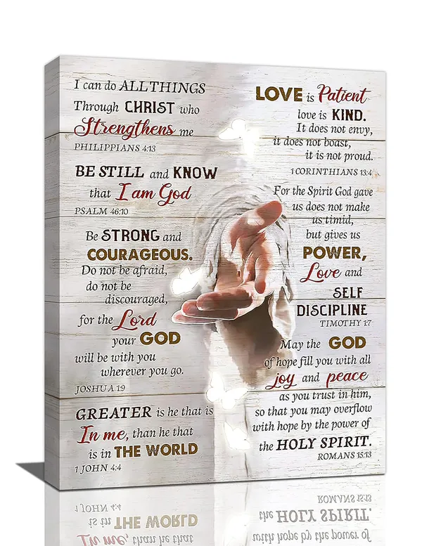 Multicolor_Christian_Bible_Verse_Wall_Art_Hand_Of_God_Jesus_Motivational_Pictures_Religious_Inspirational_Quotes_Modern_Artwork_Paintings_Canvas_Prints_Framed_Home_Decor_|_For_Church_Bedroom_Bathroom_12"x16"