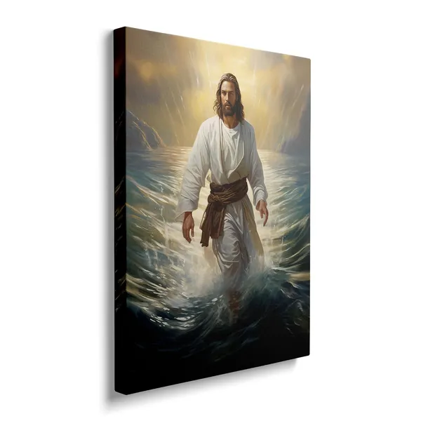 Multicolor_Framed_Jesus_Christ_Walking_On_The_Water_Canvas_Wall_Art_Jesus_God_Portrait_Christian_Religious_Bible_Decor_Posters_|_For_Living_Room_Bathroom_Home_Office_Artwork_Gift_Ready_To_Hang_(12x16_Inches)