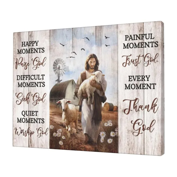 Multicolor_Jesus_Sheeps_Barn_Canvas_Christian_Religious_God_Sheep_Prints_Painting_Pictures_Framed_|_For_Bedroom_Living_Room_Bathroom_Kitchen_Wall_Art_Decor