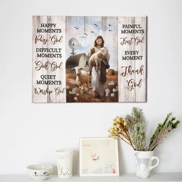 Multicolor_Jesus_Sheeps_Barn_Canvas_Christian_Religious_God_Sheep_Prints_Painting_Pictures_Framed_|_For_Bedroom_Living_Room_Bathroom_Kitchen_Wall_Art_Decor