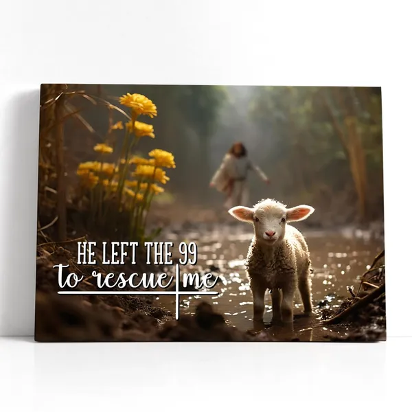 Multicolor_Jesus_Running_After_Lost_Lamb_Text_Canvas_Christian_Religious_God_Sheep_Prints_Painting_Picture_S_Framed_|_For_Bedroom_Living_Room_Bathroom_Kitchen_Wall_Art_Decor