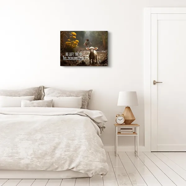Multicolor_Jesus_Running_After_Lost_Lamb_Text_Canvas_Christian_Religious_God_Sheep_Prints_Painting_Picture_S_Framed_|_For_Bedroom_Living_Room_Bathroom_Kitchen_Wall_Art_Decor