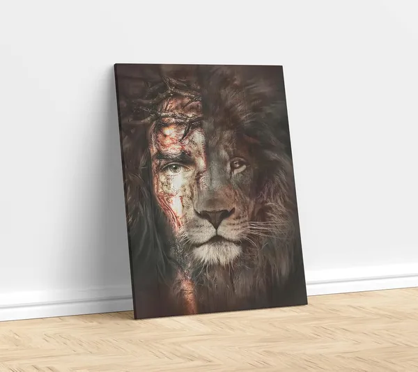 Multicolor_Jesus_and_Lion_Canvas_Wall_Art_Poster_Prints_Christian_Wall_Decor_Christ_Lion_Picture_Artwork_Jesus_Lion_Painting_|_For_Home_Bedroom_Living_Room_Office_Decoration_Jesus_and_Lion_Wall_Art-_12x18_Inch