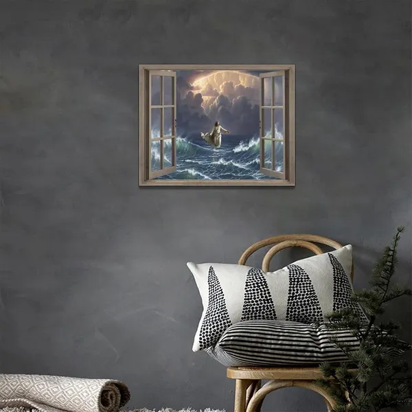 Multicolor_Christian_Jesus_Wall_Art_3D_Window_Jesus_Walking_on_Water_Pictures_Wall_Decor_Christ_Portrait_Poster_Canvas_Painting_Print_Religious_Decorations_Artwork_|_For_Bathroom_Bedroom_Living_Room_Church_16"x12"