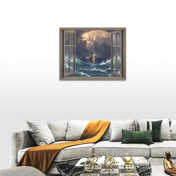 Multicolor_Christian_Jesus_Wall_Art_3D_Window_Jesus_Walking_on_Water_Pictures_Wall_Decor_Christ_Portrait_Poster_Canvas_Painting_Print_Religious_Decorations_Artwork_|_For_Bathroom_Bedroom_Living_Room_Church_16"x12"