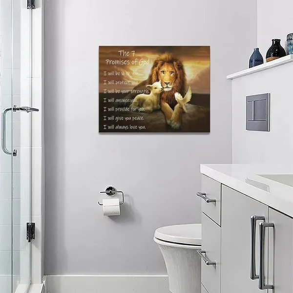 Multicolor_Lion_of_Judah_Wall_Art_Christian_Scriptures_Canvas_Prints_Religious_Lion_and_Dove_Pictures_Wall_Decor_the_7_Promises_of_God_Painting_Modern_Artwork_Home_Decoration_|_For_Bedroom_Living_Room_16"x12"