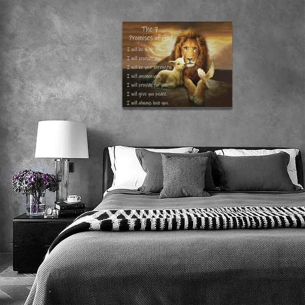 Multicolor_Lion_of_Judah_Wall_Art_Christian_Scriptures_Canvas_Prints_Religious_Lion_and_Dove_Pictures_Wall_Decor_the_7_Promises_of_God_Painting_Modern_Artwork_Home_Decoration_|_For_Bedroom_Living_Room_16"x12"