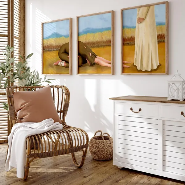 Multicolor_Framed_Christian_Wall_Art_Triptych,_Landscape_Paintings_with_Mountain_View_(16x24_Inch,_Unframed)