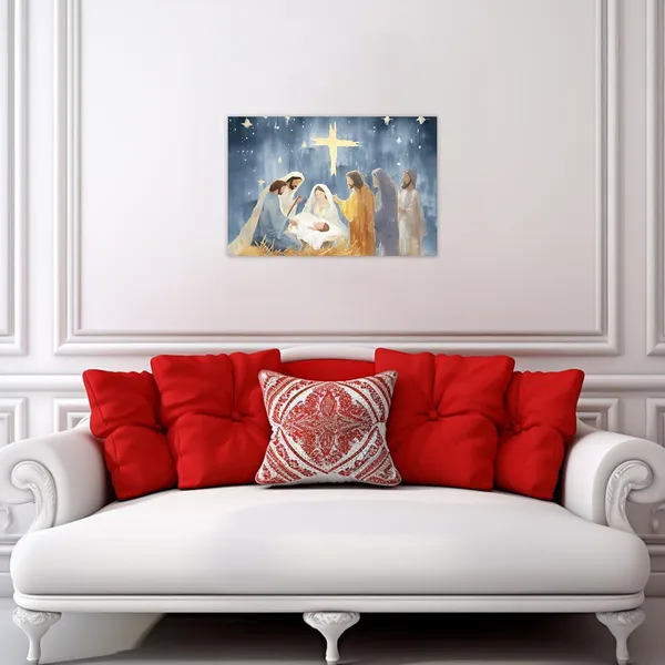 Multicolor_Canvas_Nativity_Baby_Jesus_Wall_Art_Nativity_Scene_Christmas_Pictures_Wall_Decor_Christ_Art_Prints_Framed_(A,_(12.00"_x_18.00"))
