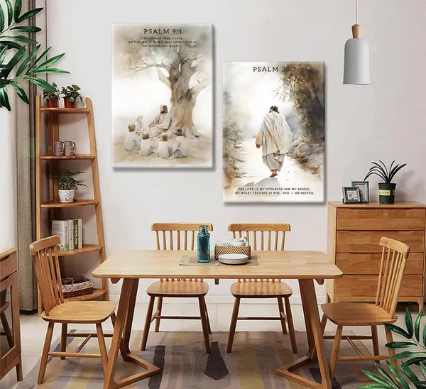 Multicolor_3Pcs_Framed_Jesus_wall_art_Jesus_teaches_childrens_under_a_tree_Christ_Religion_Canvas_Wall_Decor_jesus_on_the_road_empty_tomb_bible_verses_Pictures_Posters_Prints_Paintings_|_For_Living_Room_Bedroom