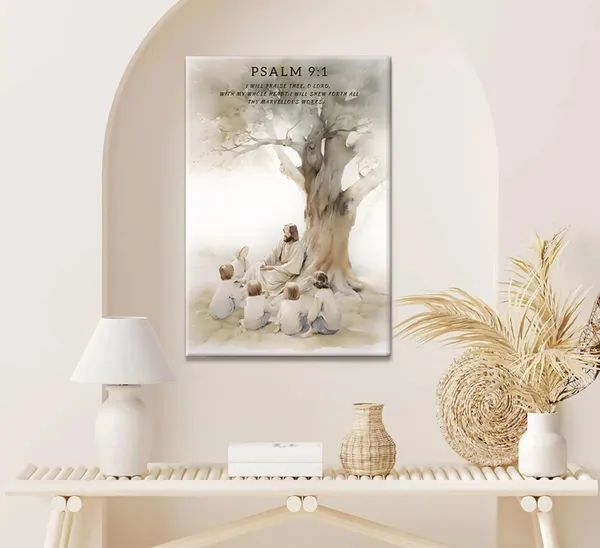 Multicolor_3Pcs_Framed_Jesus_wall_art_Jesus_teaches_childrens_under_a_tree_Christ_Religion_Canvas_Wall_Decor_jesus_on_the_road_empty_tomb_bible_verses_Pictures_Posters_Prints_Paintings_|_For_Living_Room_Bedroom