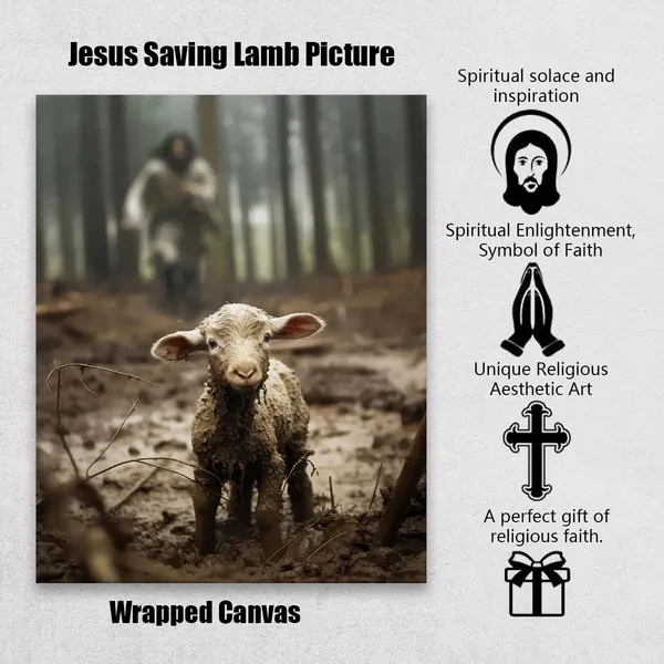 Multicolor_Jesus_and_Lamb_Canvas_Wall_Art_He_Left_the_99_to_Rescue_Me_Lamb_Picture_Canvas_Print_Christian_Home_Decor_16x20inch