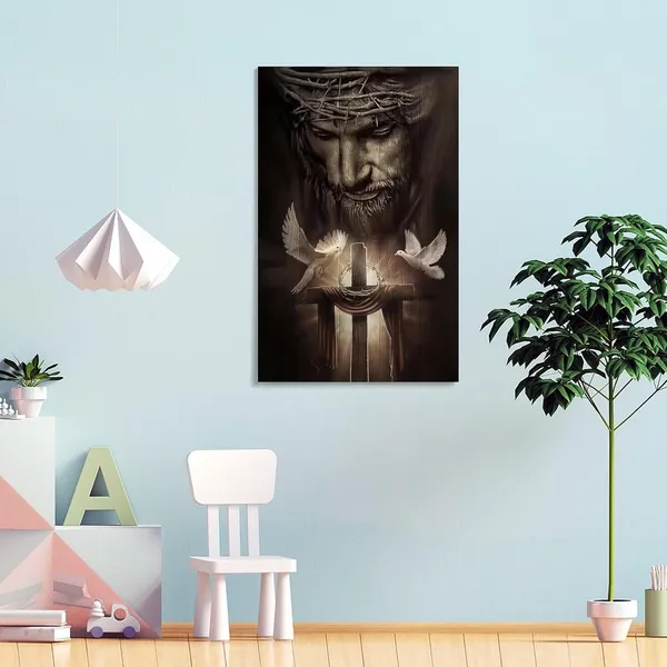 Multicolor_Christian_Jesus_Lion,_Jesus_with_Cross_And_Dove_of_Peace_Wall_Decor_Jesus_Artwork_Christian_Mural_God,_Vintage_Religion,_Religious_Deity_Suitable_|_For_Church_Poster_Wall_Art_Paintings_Canvas_Wall_Deco