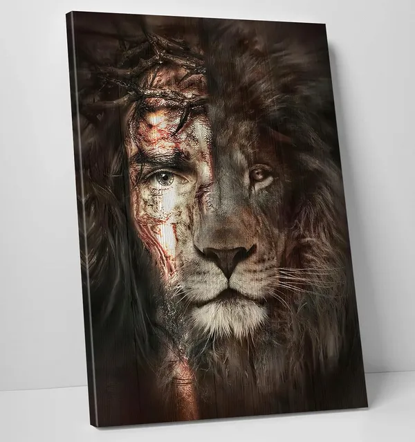 Multicolor_Jesus_Pictures_|_For_Wall_Jesus_and_Lion_Canvas_Wall_Art_The_Perfect_Combination_of_Lion_and_Jesus_Poster_Christian_Wall_Art_Jesus_Christ_Posters_|_For_Home_Ready_to_Hand_(12''H_x_18''W)