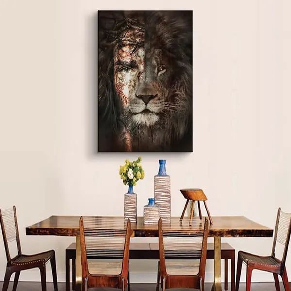 Multicolor_Jesus_Pictures_|_For_Wall_Jesus_and_Lion_Canvas_Wall_Art_The_Perfect_Combination_of_Lion_and_Jesus_Poster_Christian_Wall_Art_Jesus_Christ_Posters_|_For_Home_Ready_to_Hand_(12''H_x_18''W)