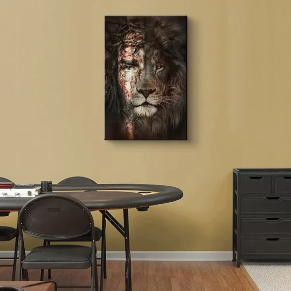 Multicolor_Jesus_Pictures_|_For_Wall_Jesus_and_Lion_Canvas_Wall_Art_The_Perfect_Combination_of_Lion_and_Jesus_Poster_Christian_Wall_Art_Jesus_Christ_Posters_|_For_Home_Ready_to_Hand_(12''H_x_18''W)
