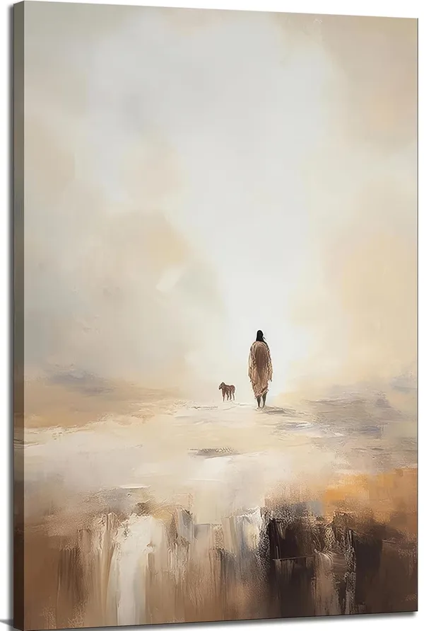 Multicolor_Framed_Christian_Canvas_Wall_Art_Jesus_Leaves_The_99_Sheep_Bible_Parable_Story_Lost_Sheep_Religion_Painting_Picture_Wall_Decor_Poster_Print_|_For_Living_room_Bedroom_Office_Home_Decoration
