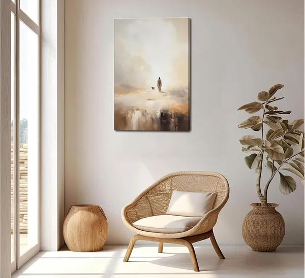 Multicolor_Framed_Christian_Canvas_Wall_Art_Jesus_Leaves_The_99_Sheep_Bible_Parable_Story_Lost_Sheep_Religion_Painting_Picture_Wall_Decor_Poster_Print_|_For_Living_room_Bedroom_Office_Home_Decoration