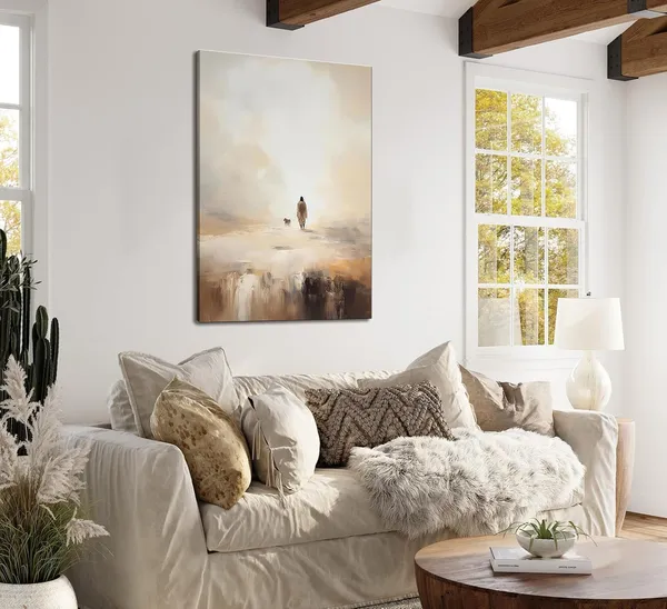 Multicolor_Framed_Christian_Canvas_Wall_Art_Jesus_Leaves_The_99_Sheep_Bible_Parable_Story_Lost_Sheep_Religion_Painting_Picture_Wall_Decor_Poster_Print_|_For_Living_room_Bedroom_Office_Home_Decoration