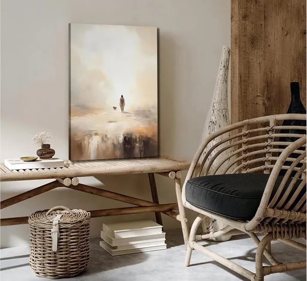 Multicolor_Framed_Christian_Canvas_Wall_Art_Jesus_Leaves_The_99_Sheep_Bible_Parable_Story_Lost_Sheep_Religion_Painting_Picture_Wall_Decor_Poster_Print_|_For_Living_room_Bedroom_Office_Home_Decoration