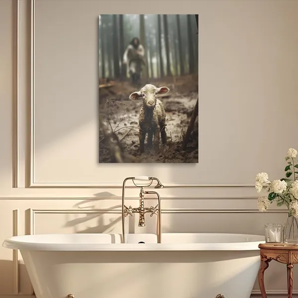 Multicolor_Jesus_and_Lamb_Canvas_Wall_Art_Jesus_Running_After_Lost_Lamb_Picture_Christian_Wall_Art_Decor_Jesus_Canvas_Print_Christian_Home_Decor_Christian_Posters_Jesus_Pictures_|_For_Bedroom_16"X24"