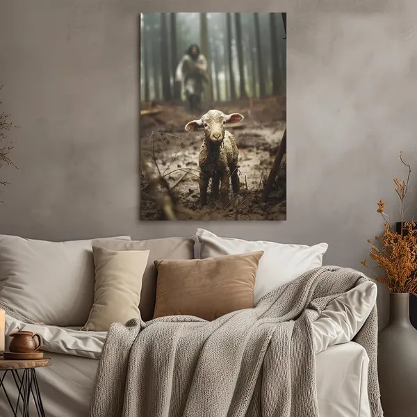 Multicolor_Jesus_and_Lamb_Canvas_Wall_Art_Jesus_Running_After_Lost_Lamb_Picture_Christian_Wall_Art_Decor_Jesus_Canvas_Print_Christian_Home_Decor_Christian_Posters_Jesus_Pictures_|_For_Bedroom_16"X24"
