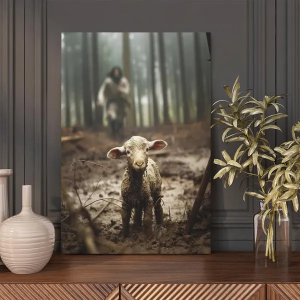 Multicolor_Jesus_and_Lamb_Canvas_Wall_Art_Jesus_Running_After_Lost_Lamb_Picture_Christian_Wall_Art_Decor_Jesus_Canvas_Print_Christian_Home_Decor_Christian_Posters_Jesus_Pictures_|_For_Bedroom_16"X24"