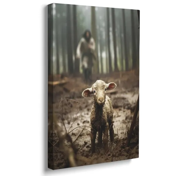 Multicolor_Jesus_and_Lamb_Canvas_Wall_Art_Jesus_Running_After_Lost_Lamb_Picture_Christian_Wall_Art_Decor_Jesus_Canvas_Print_Christian_Home_Decor_Christian_Posters_Jesus_Pictures_|_For_Bedroom_16"X24"